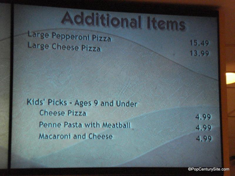 Italian pizza and kids menu